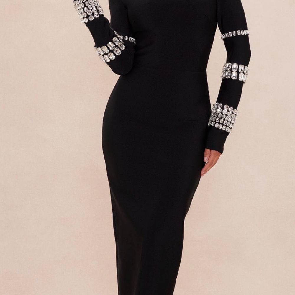 NWT| Black Bandage Embellished Midi Dress